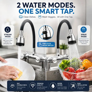360° Flexible Kitchen Tap Sprayer – Dual Mode Water Saving Faucet Nozzle