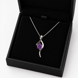 Elegant Purple Gemstone Heart Pendant Necklace
