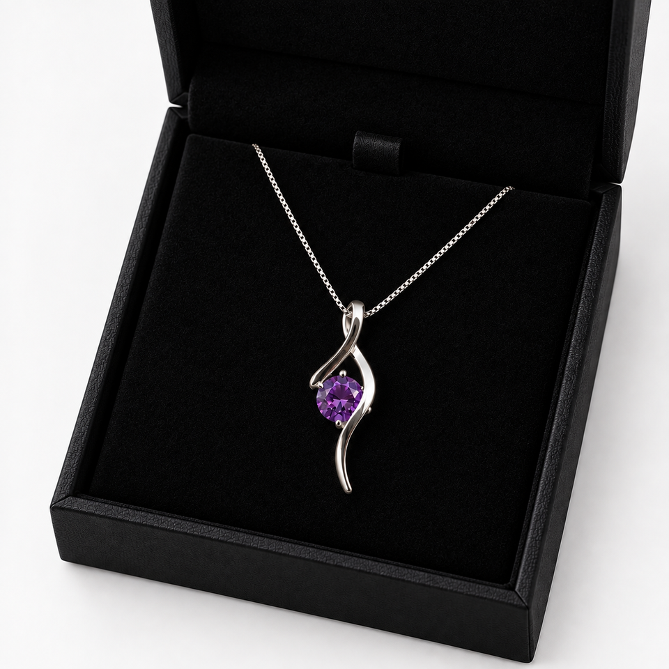 Elegant Purple Gemstone Heart Pendant Necklace