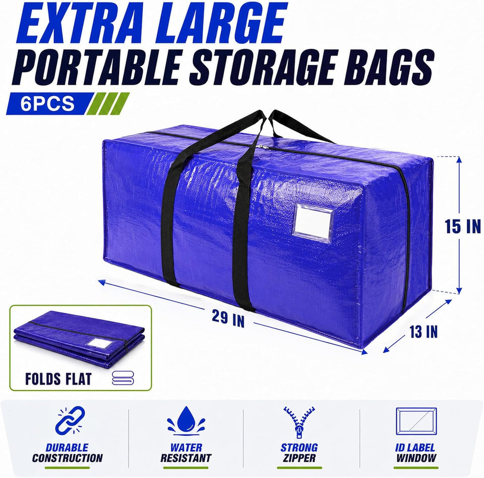 Pack of 6 Heavy Duty Moving & Shifting Bags | Large Packing & Storage Bags